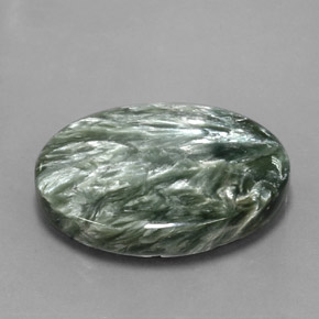 Séraphinite vert naturelle coupe ovale, 21,31 ct, opaque