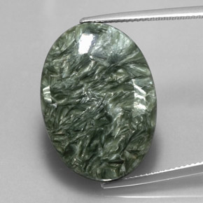 Séraphinite vert naturelle coupe ovale, 19,04 ct, opaque