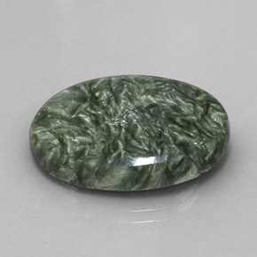 Séraphinite vert naturelle coupe ovale, 19,04 ct, opaque