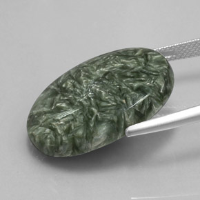Séraphinite vert naturelle coupe ovale, 19,04 ct, opaque