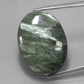 Séraphinite vert naturelle coupe ovale, 20,25 ct, opaque