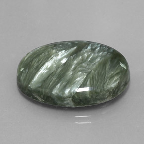Séraphinite vert naturelle coupe ovale, 20,25 ct, opaque