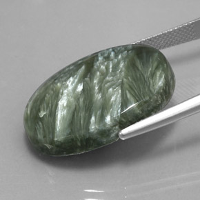 Séraphinite vert naturelle coupe ovale, 20,25 ct, opaque