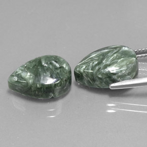 Achetez naturel 11,17ct vert séraphinite gems, en forme de poire, en provenance russie chez gemselect. en stock, livraison internationale!