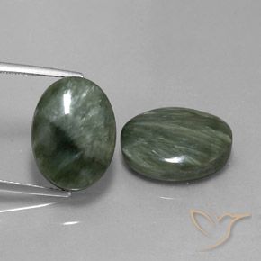 18.22ctw Naturel Vert moyen Séraphinite, ovale, Opaque