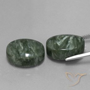 Achetez naturel 21,51ct vert séraphinite gems, coupe ovale, en provenance russie chez gemselect. en stock, livraison internationale!