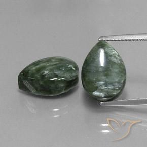 12.30ctw Naturel Vert mousseux Séraphinite, En forme de poire, Opaque