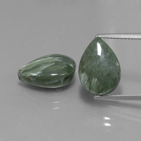 Achetez naturel 10,07ct vert séraphinite gems, en forme de poire, en provenance russie chez gemselect. en stock, livraison internationale!