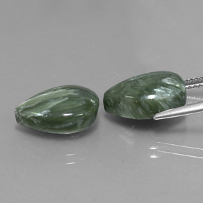 Achetez naturel 10,07ct vert séraphinite gems, en forme de poire, en provenance russie chez gemselect. en stock, livraison internationale!