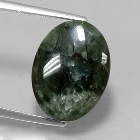 Séraphinite vert naturelle coupe ovale, 7,38 ct, opaque