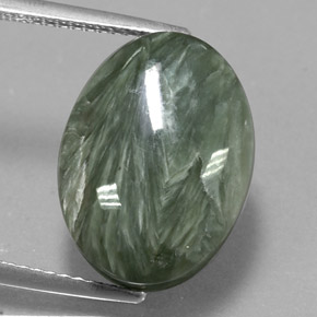 Séraphinite Vert naturelle Coupe ovale, 10.36 ct, Opaque