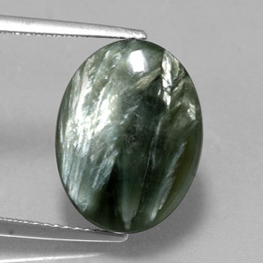 Séraphinite Vert naturelle Coupe ovale, 6.86 ct, Opaque