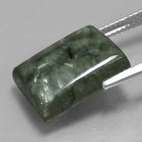 Séraphinite Vert naturelle Baquette, 10.46 ct, Opaque