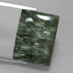 Séraphinite vert naturelle baguette, 9,39 ct, opaque