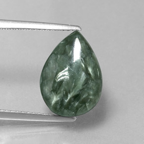 Séraphinite vert naturelle en forme de poire, 5,31 ct, opaque