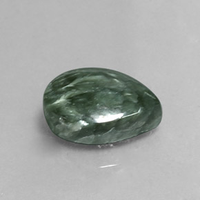 Séraphinite vert naturelle en forme de poire, 5,31 ct, opaque