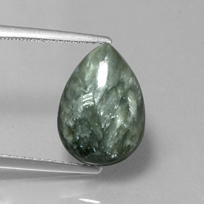 Séraphinite vert naturelle en forme de poire, 4,68 ct, opaque