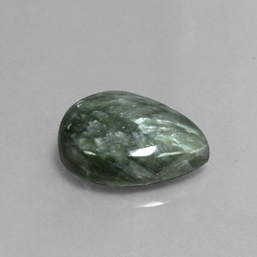 Séraphinite vert naturelle en forme de poire, 4,68 ct, opaque