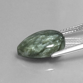 Séraphinite vert naturelle en forme de poire, 4,68 ct, opaque