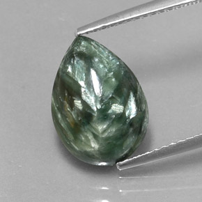 Séraphinite vert naturelle en forme de poire, 3,20 ct, opaque