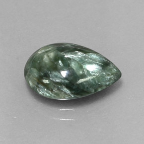 Séraphinite vert naturelle en forme de poire, 3,20 ct, opaque