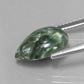 Séraphinite vert naturelle en forme de poire, 3,20 ct, opaque