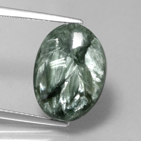 Séraphinite vert naturelle coupe ovale, 8,64 ct, opaque
