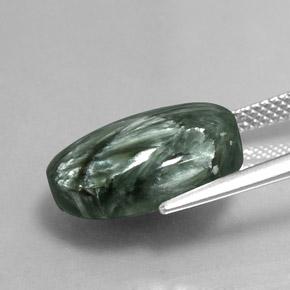 Séraphinite vert naturelle coupe ovale, 8,64 ct, opaque