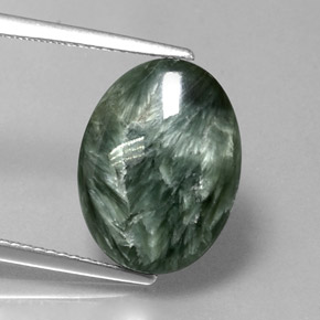 Séraphinite vert naturelle coupe ovale, 6,11 ct, opaque