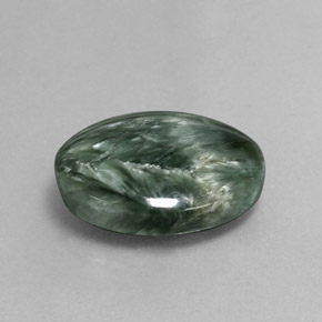 Séraphinite vert naturelle coupe ovale, 6,11 ct, opaque