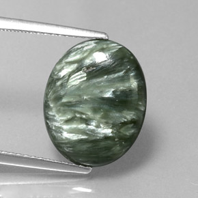 Séraphinite vert naturelle coupe ovale, 6,11 ct, opaque