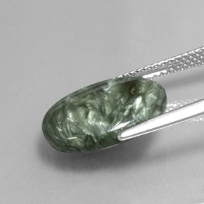 Séraphinite vert naturelle coupe ovale, 6,11 ct, opaque