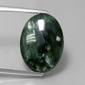 Séraphinite vert naturelle coupe ovale, 8,76 ct, opaque