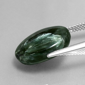 Séraphinite vert naturelle coupe ovale, 8,76 ct, opaque