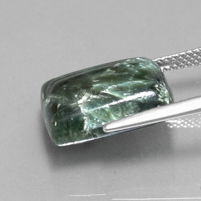 Séraphinite vert naturelle baguette, 9,56 ct, opaque