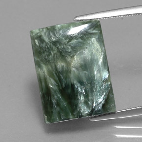 Séraphinite vert naturelle baguette, 10,42 ct, opaque