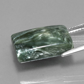 Séraphinite vert naturelle baguette, 10,42 ct, opaque