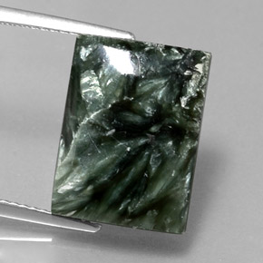Séraphinite Vert naturelle Baquette, 12.12 ct, Opaque