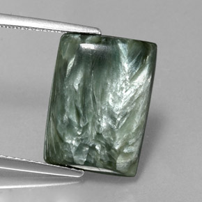 Séraphinite vert naturelle baguette, 6,56 ct, opaque