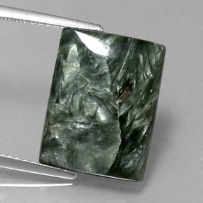 Séraphinite Vert naturelle Baquette, 8.50 ct, Opaque