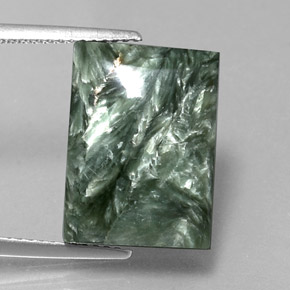 Séraphinite Vert naturelle Baquette, 11.92 ct, Opaque