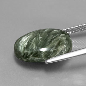 Séraphinite vert naturelle coupe ovale, 8,08 ct, opaque