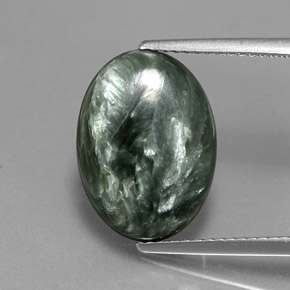 Séraphinite vert naturelle coupe ovale, 6,39 ct, opaque