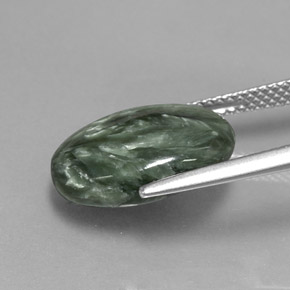 Séraphinite vert naturelle coupe ovale, 6,39 ct, opaque