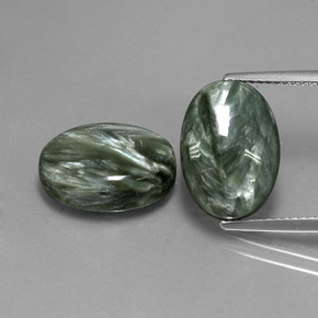 Achetez naturel 13,00ct vert séraphinite gems, coupe ovale, en provenance russie chez gemselect. en stock, livraison internationale!
