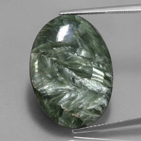 Séraphinite vert naturelle coupe ovale, 20,23 ct, opaque