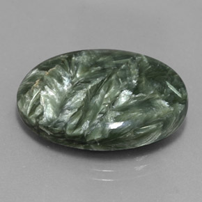 Séraphinite vert naturelle coupe ovale, 20,23 ct, opaque