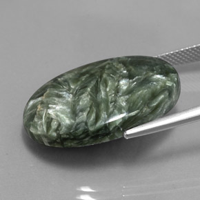 Séraphinite vert naturelle coupe ovale, 20,23 ct, opaque