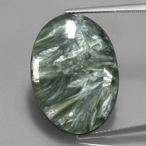 Séraphinite Vert naturelle Coupe ovale, 17.29 ct, Opaque