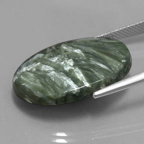 Séraphinite Vert naturelle Coupe ovale, 17.29 ct, Opaque